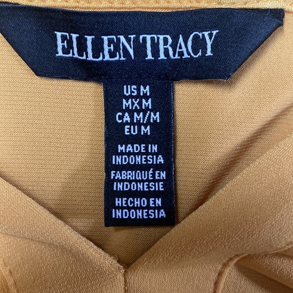 Ellen Tracy gold v neck 3/4 sleeve blouse size medium - Picture 7 of 9